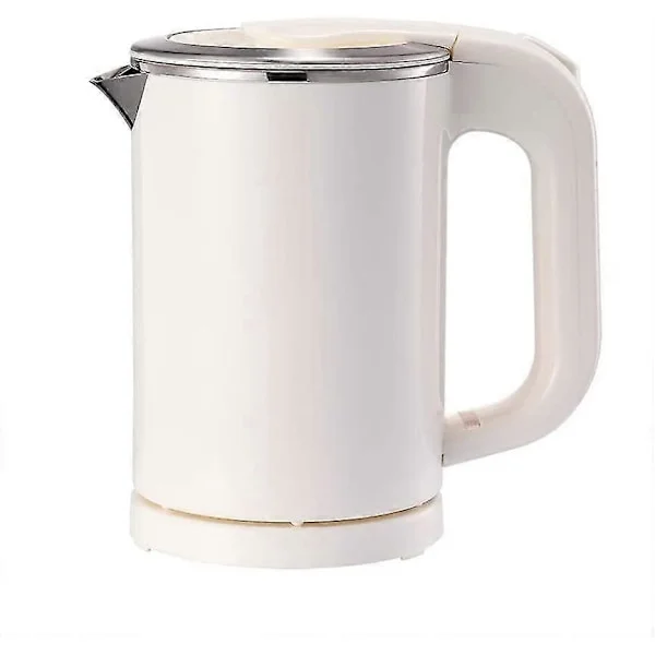 Bærbar Elkedel - 0,5 l Lille Rejsekedel i Rustfrit Stål - Støjsvag Hurtig Kogning - Cool Touch - Perfekt til Rejser, Kogende Vand, Kaffe, Te (Hvid)