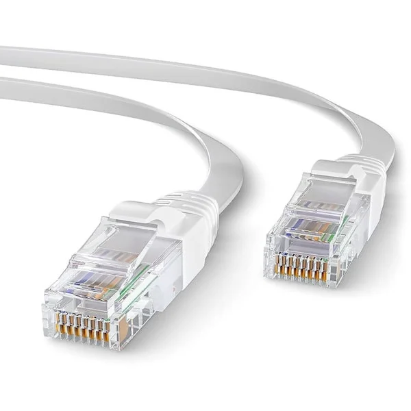 15 m Cat 6 Ethernetkabel platt | Höghastighets Ethernetkabel | Bredbandskabel | Lan-kabel | Nätverkskabel med RJ45-kontakt