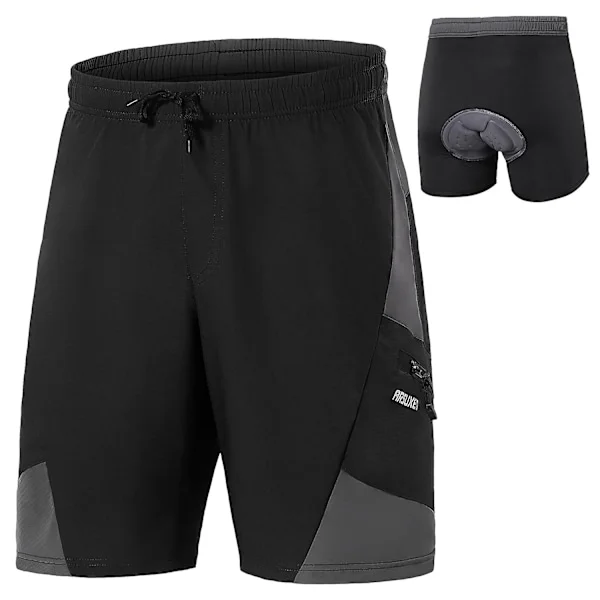 2-i-1 Vadderade Cykelshorts med Fickor Herr Andningsbara Träningsshorts för Träning Cykling