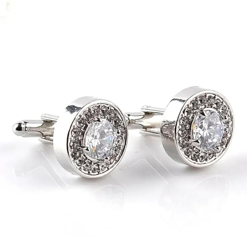 AliExpress - Boutons de manchette ronds en strass pour hommes et femmes, boutons de manchette en cristal, chemises d'affaires de mariage