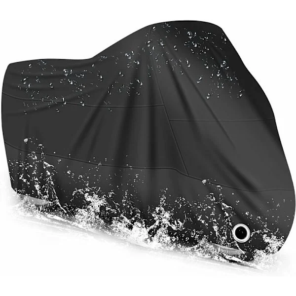 Waterproof Motorcycle Cover, Cold and Weather Resistant 190T Black Dust Protection-FF-