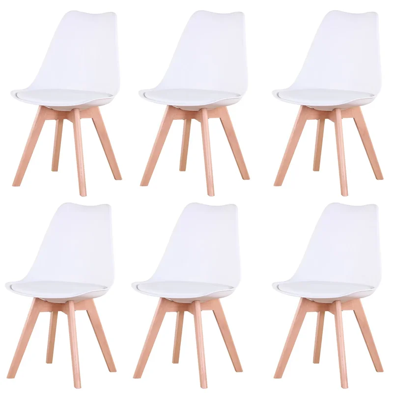 AliExpress - EIN Set von 6 Nordic Medieval Stühle PU Gepolsterte Sitz Buche Holz Beine Schreibtisch Stühle für Esszimmer Schlafzimmer balkon 