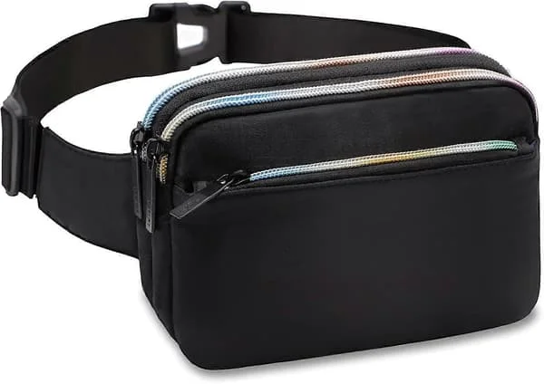 Women's Waist Bag Fashion Waist Packs 3 Zipper Pockets Crossbody Belt Bag Casual Bum Bag for Travel Hiking Cycling Party
