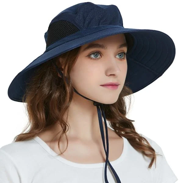 Sun Hat Men Women Foldable Safari Hat Garden Hat UV Protection Sunscreen Hat Summer Hat Wide Brim Outdoor Fishing Hat Hiking Hat, Blue