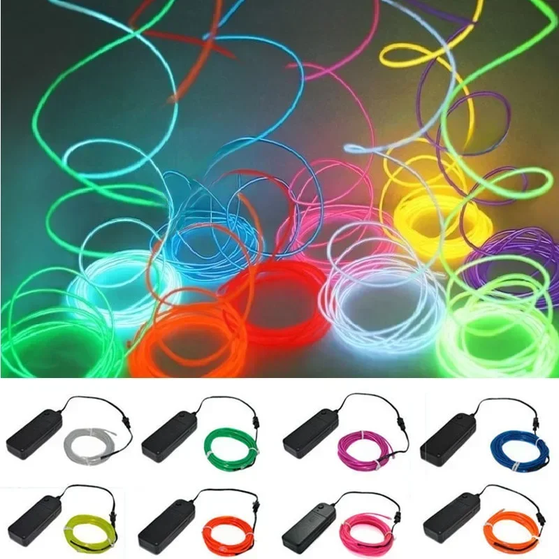 AliExpress - 1m 3m 5m Glow EL Wire Neon Kabel voor Kerst Dansfeest DIY Kostuums Veelkleurig Verlicht Licht AA Batterij Lamp LED Strip