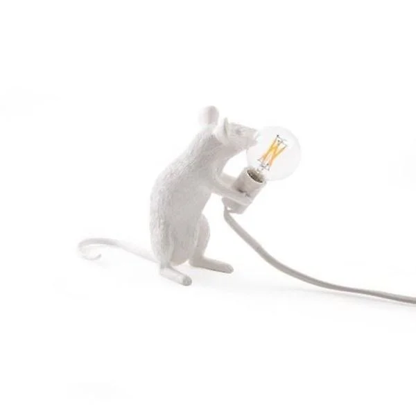 Seletti Sittande Mus Bordslampa i Resin, Vit, 5 x 15 x 12,5 cm