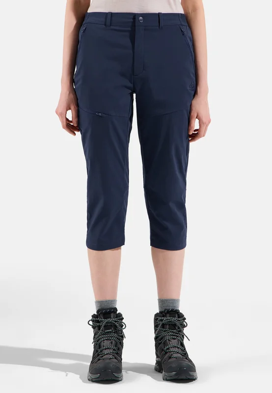 Odlo Pantaloni Da Trekking 3/4 Ascent Light da donna, 34, blu