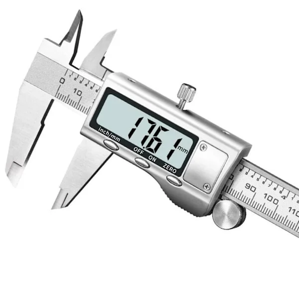 Digital Skjutmått, Rostfritt Stål Skjutmått Mätverktyg med Tum/Metrisk/Bråkomvandling och Display, Perfekt för DIY, Hem och Professionell Användning