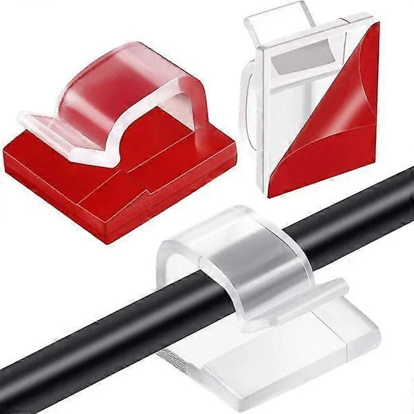 100 Pieces Mini Outdoor Cable Clips with Tape, Self-Adhesive Cable Clips, Decorative Lamp Clips, Cable Clips for Christmas Tree Lights