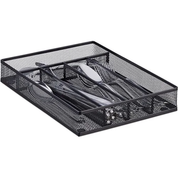 NetBoat Bestikkskuff netting stål metall bestikkskuff HxBxD: 5,3 x 24 x 32,5 cm, svart