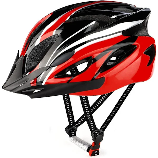 Sykkelhjelm, Justerbare Hjelmer for Terreng- og Landeveissykkel, 18 Ventiler med Justerbar Stropp & Avtakbart Visir (Hodeomkrets 57-62cm)