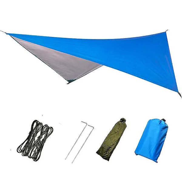 [RM]Pxcl Camping Telt Tarp, Vandtæt Camping Regnflue Tarp Udendørs UV-beskyttelse Skygge Fodaftryk Til Udendørs Camping Rygsæk Vandring Hængekøje (blå