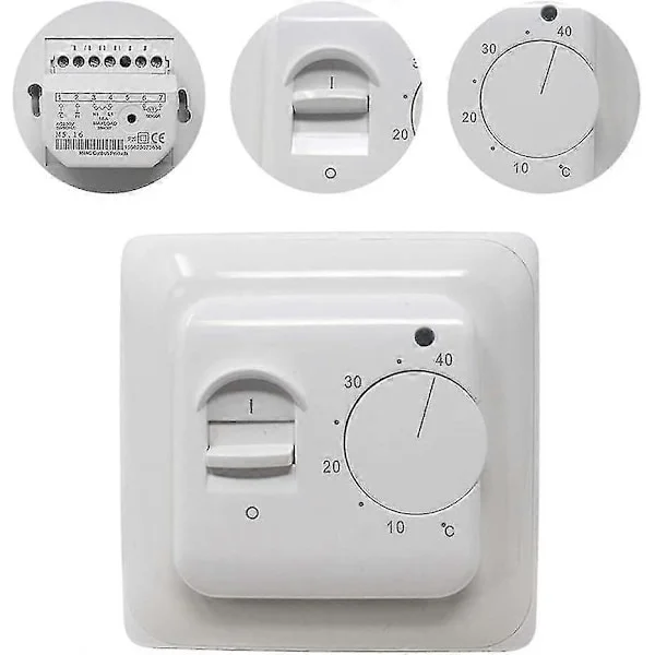 Manuell golvvärme termostat 220v 16a, elektrisk golvvärme regulator mekanisk rumstermostat med golvsensor sond 1st [db]
