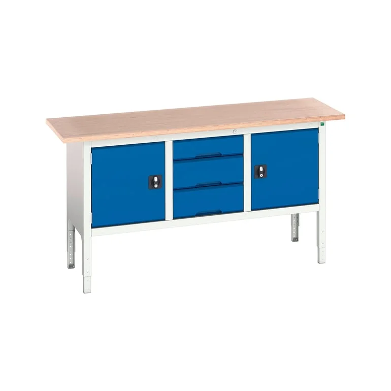 Storage bench BOTT , 2 cupboards + 3 drawers, 600x1750 mm