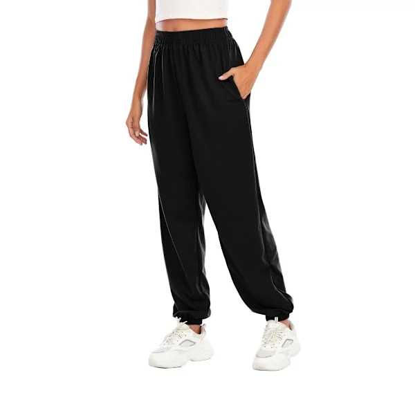 Joggingbukser med elastik i taljen Casyal Dame Sport Lange Sweatpants Ensfarvede Baggy Bukser