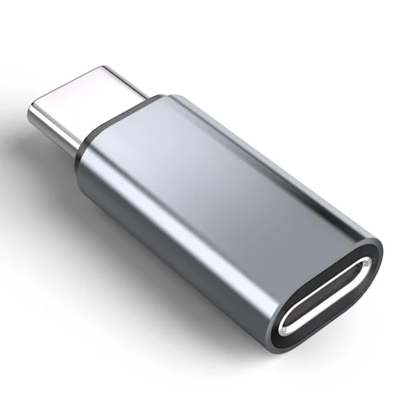 Lightning (hona) till USB-C (hane) adapter, kompatibel med iPhone 15 Grey