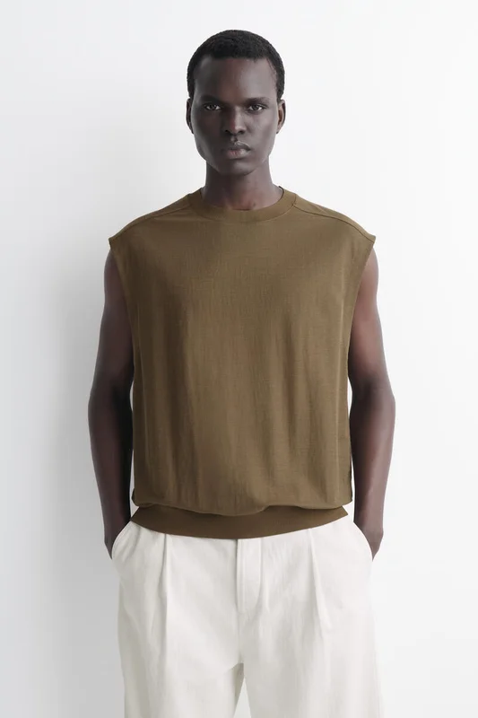 COS Jersey Tank Top in Brown - Men