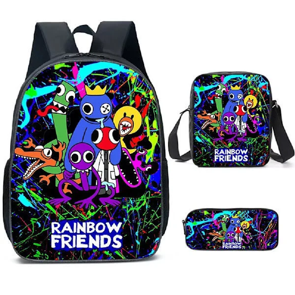 Rainbow Friends Ryggsäck Skolväskor Reseryggsäckar 3-set - Julklapp Barn - Present flerfärgad flerfärgad flerfärgad