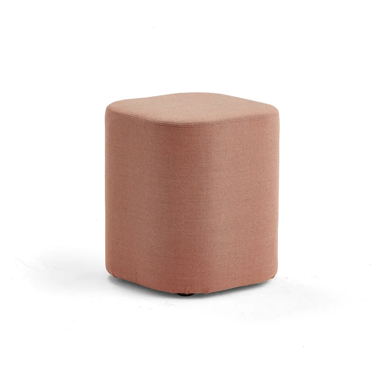 Stool COMFY, wool fabric, salmon pink