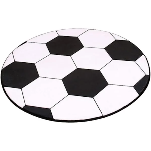 Barne Teppe, 40cm Rundt Fotballteppe Tegneserie Fotballteppe Hvitt og Svart Gulvstolmatte Egnet for Barnerom Barnerom