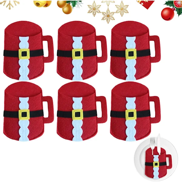 6 stk. julebestikholdere, vaskbare julebestikposer, knive gafler bestikposer julebestikpose
