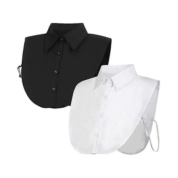 2-pack Detachable Fake Collar for Women, Blouse Shirt Accessories in White & Black