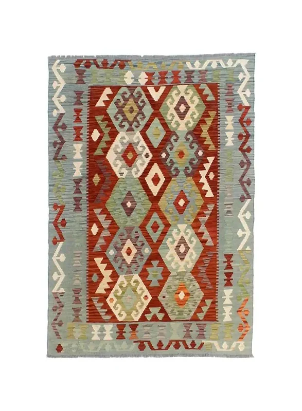 Kilim Afghan Old Style Rug Oriental Green/Dark Green (Wool, )