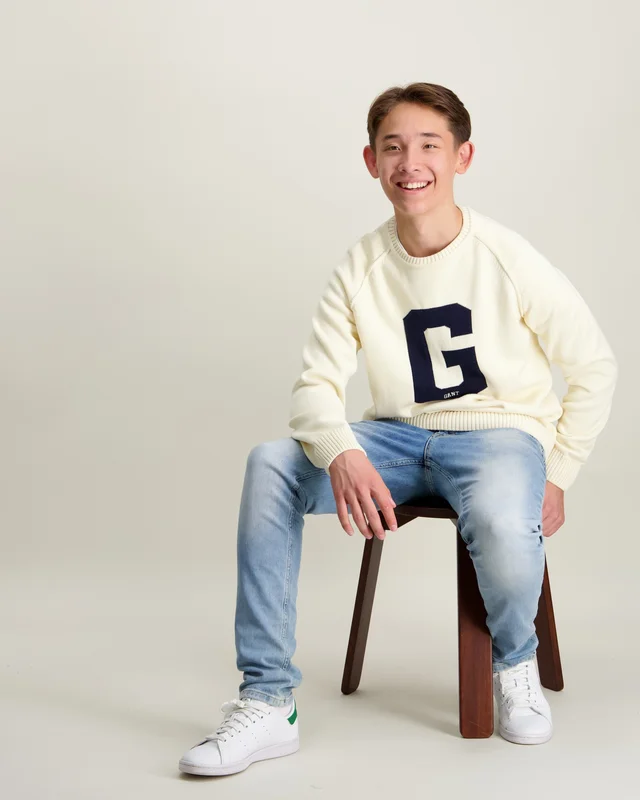 GANT GRAPHIC RAGLAN C-NECK Cremefärgad Tröjor Kille - Kids Brand Store