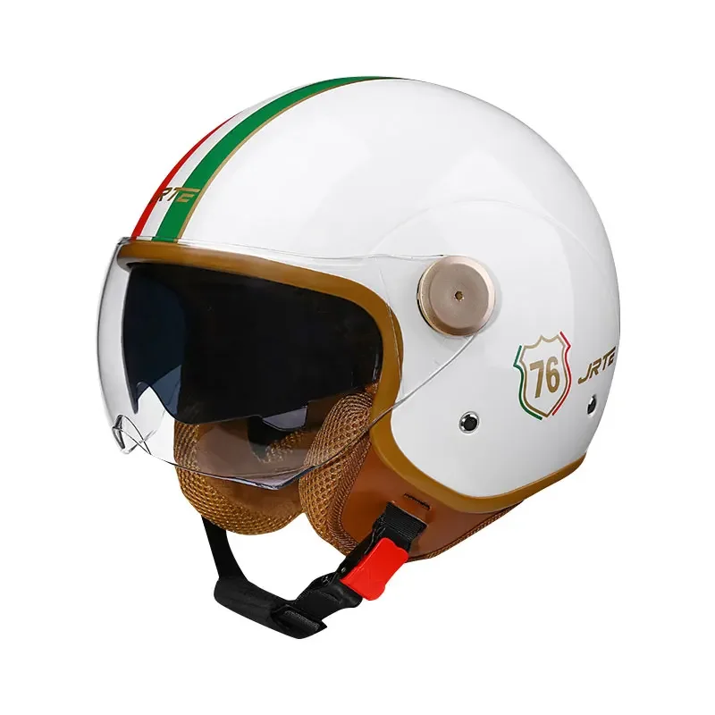 AliExpress - Neu eingetroffen Daul Lens Jethelm DOT ECE-zugelassener Herren Damen Jet Motorradhelm Retro 3/4 offener Halbhelm Doppelvisiier