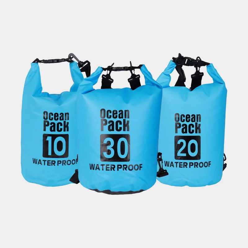 Drybag set / duffel bags Ocean Pack, 500D, 10/20/30 liter, blue, 3-pack