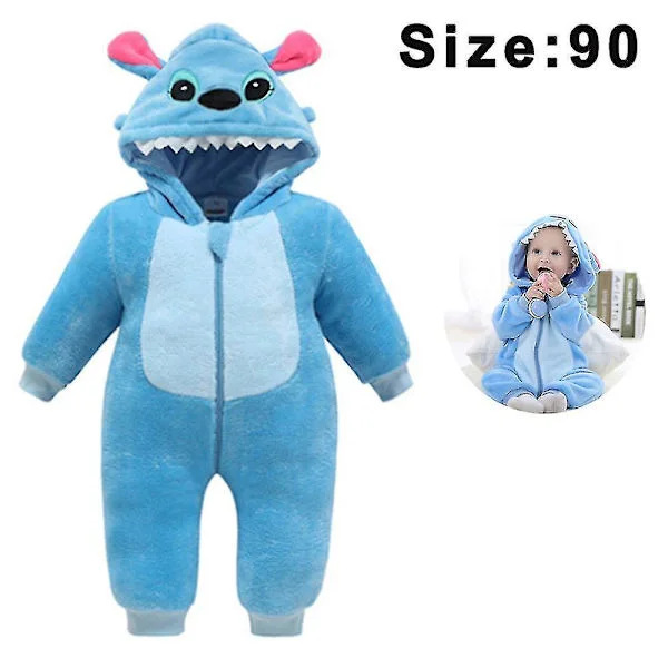 Ny Bran Unisex Baby Overall Söt Varm Sömnad Djur Långärmad Dragkedja Förtjockad Fleece Höst Vinter Barnkläder blå
