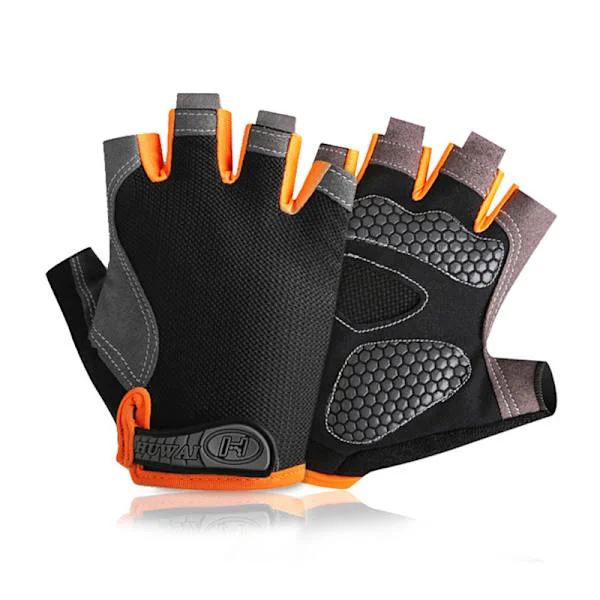 Halvfinger Cykelhandskar i Silikon med Halkskydd för Män och Kvinnor, Utomhus Halkskydd - Orange - Storlek M