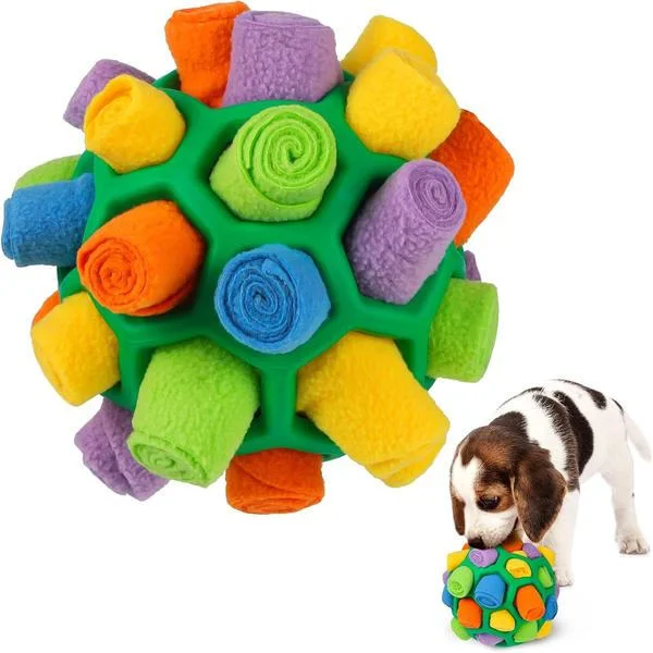 Snuffelboll för hundar, interaktivt hundpussel, bitfast leksaksboll för små och medelstora hundar