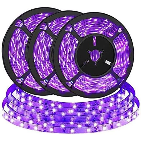 UV LED Blacklight Strip, BRTLX 4.5W 2M USB 5V-driven bärbar Blacklight Strip UV Lila LED för 3-pack, 395nm-400nm