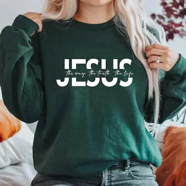 Jesus Vägen Sanningen Livet Sweatshirt Kristen Huvtröja Jesus Gåva Religiösa Tröjor Dam Sweatshirts Kristna Gåvor