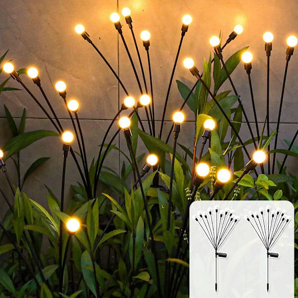 Solar Havelamper 2 Pak, 10 LED Solar Lamper, Udendørs Solar Lamper Vandtætte, Solar Lamper, Sankt Hans Orm Have Lamper
