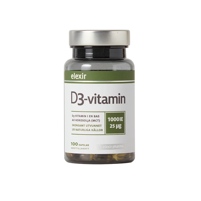 D-vitamin Elexir Pharma Vitamin D3 25 mcg 1000 IE 100 kapsler - Bodyman.dk