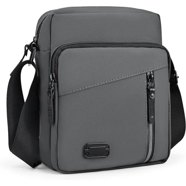 Men's Bag Men's Shoulder Bags with Multiple Compartments Casual Men's Shoulder Bag Men's Bags for Daily Use Travel (19*9*24cm) grey