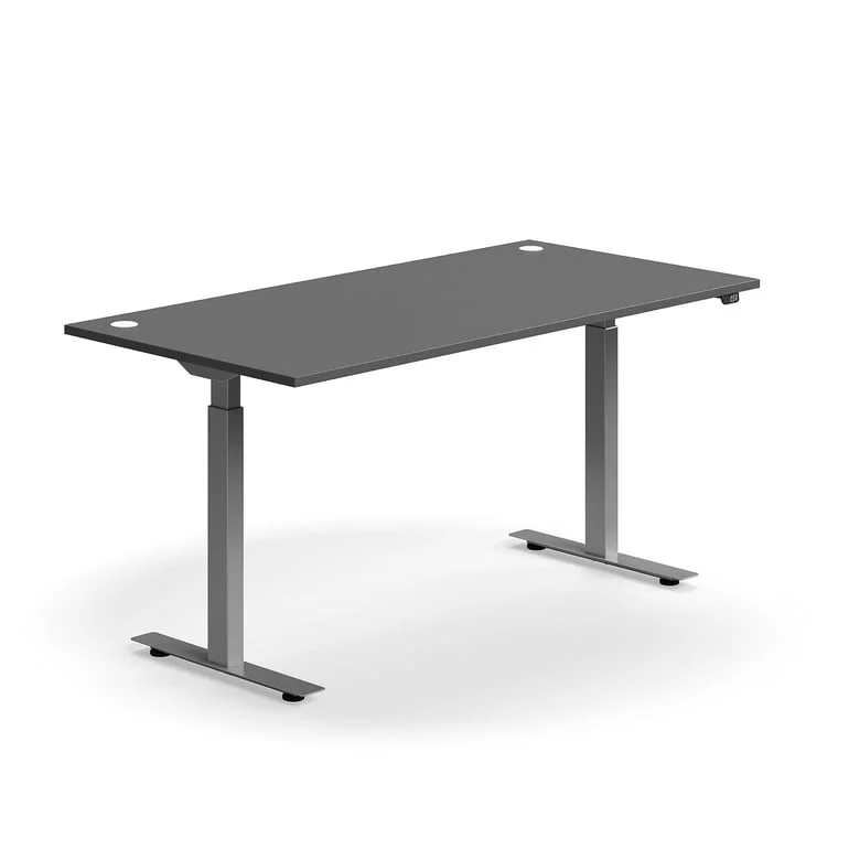Hæve sænkebord FLEXUS, 1600x800 mm, sølv stel, grå