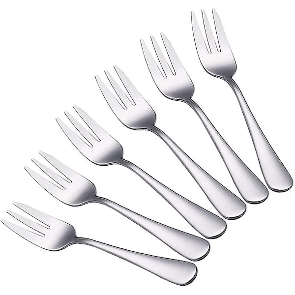 Dessertgafler, 6 stk. rustfrie stål dessertgafler, kakegafler, salatgaffel