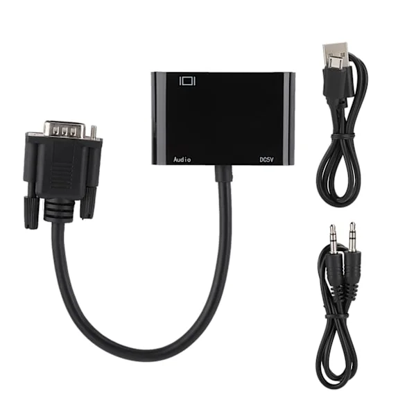 VGA till HDMI VGA HD Videokonverteringskabel Plug-and-Play-adapter för datorprojektor