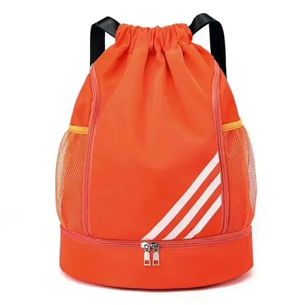 Vandtæt sportstaske med snøre, stor sportstaske til børn og voksne, unisex gymnastiktaske med skorum lilla