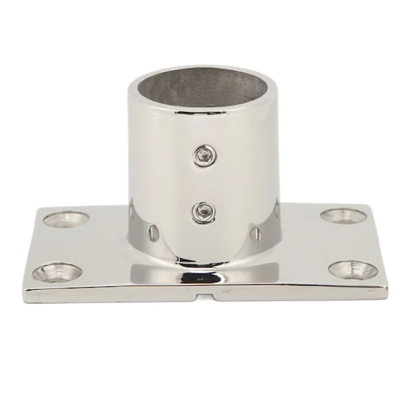 Båt Rekkverk Beslag Rektangulær Base Sølv Robust Rustfri Båtdekk Rekkverk Rektangulær Base for Båt Marine Yacht 90°25MM/1in
