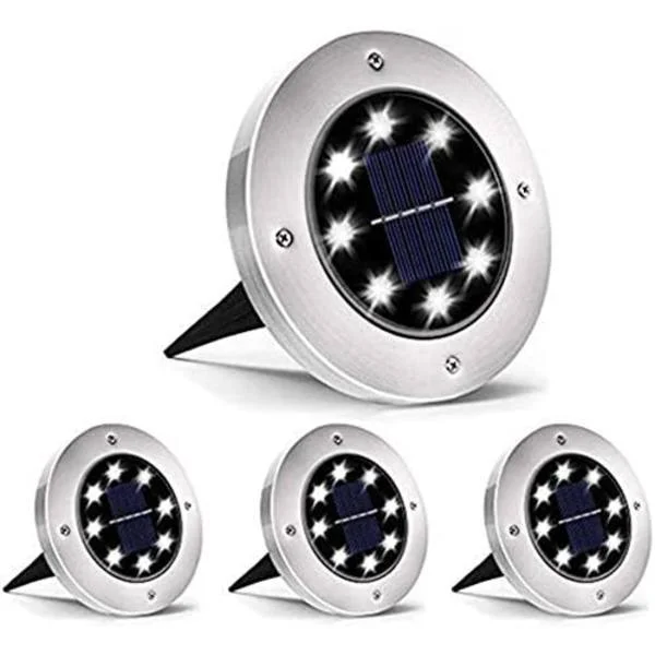 Solcelle Utelys, Solcellelampe for Hage 4-pakning 8 LED Nedfelt