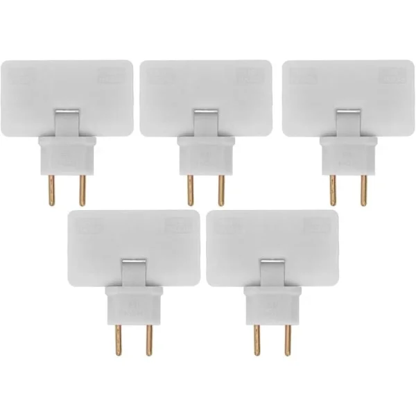 5 stk. fladt stik trådløs stikkontakt 180 graders rotation 1 til 3 EU-stikadapter 110-250V til placering bag møbler.