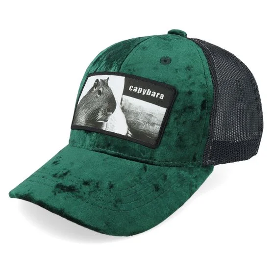 Kinder Calza Pennello Kinder Trucker Cap Kinder Capybara Sofa Velvet Grün Schwarz Samt Größe Kinder 49-51 cm Kopfumfang