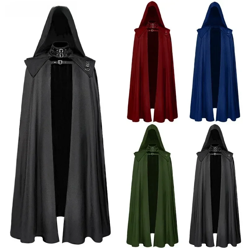 AliExpress - Capes gothiques à capuche médiévales pour hommes et femmes, manteau long, ponchos d'Halloween, solide, rétro, décontracté, fête, 