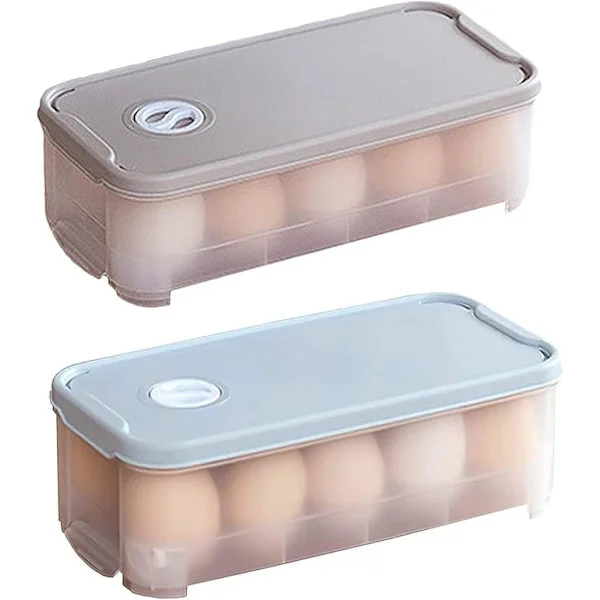 2 st Ägglådor Äggförvaringslådor, Ägglåda i Plast med Lock, Ansök om Kylskåp Kök Äggbehållare Äggbrickor för Matlagning Camping Picknick