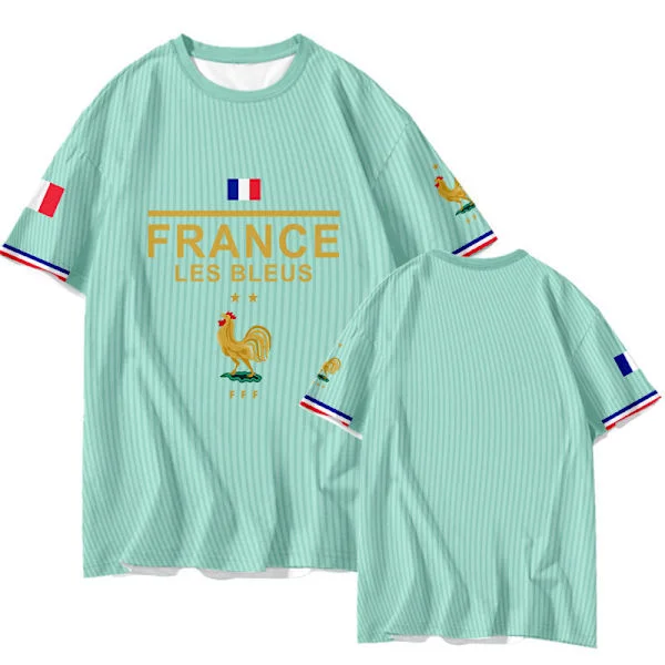 Frankrig Fodbold T-shirt 2026 VM Afslappet Fodbold T-shirt Åndbar Sports Fan Trøje Kortærmet*5XL*TWTX6310