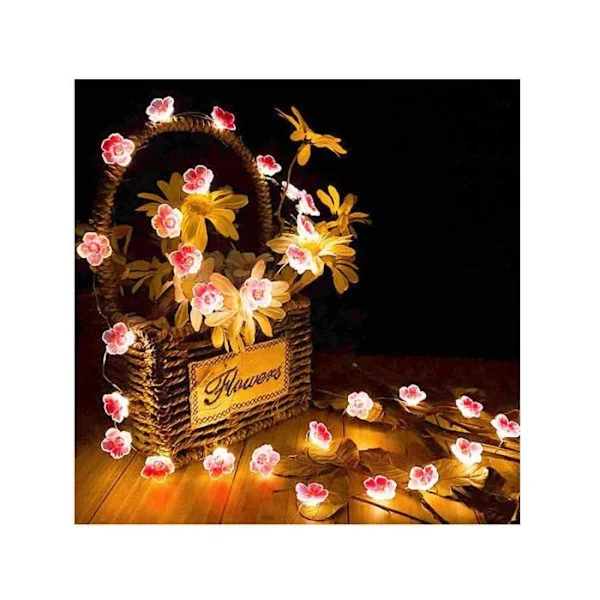 Rosa lyslenke, 4M 40 LED kirsebærblomst lyslenke, timer, vanntett LED-lyslenke for soverom og bryllupsdekorasjon[YJD]